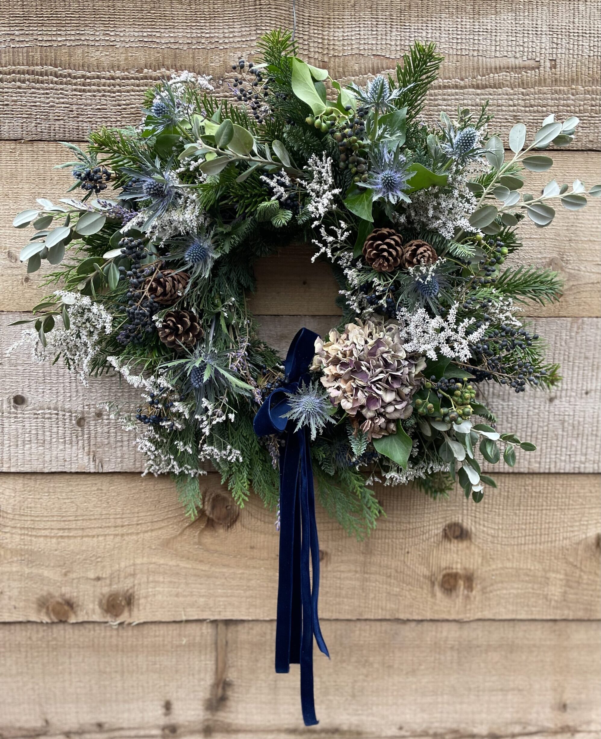 Christmas wreath in blue tones